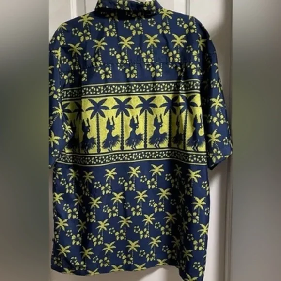 Ocean Pacific Men’s Hawaiian Button Up Shirt Hula Dancers Beach Surfer Large - Picture 3 of 11